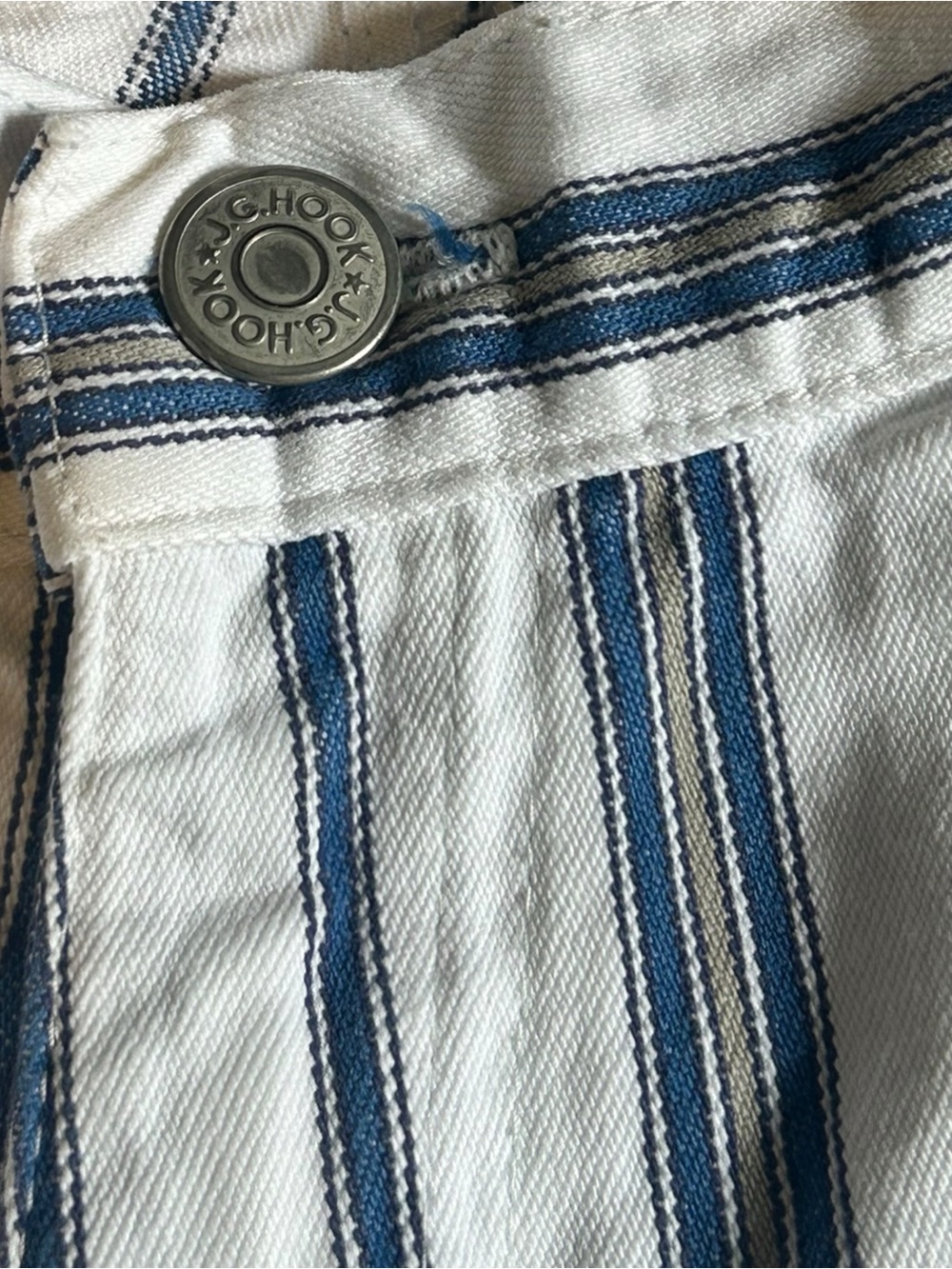 Vintage JG Hook Blue White Striped Cotton High Rise Shorts Size 10 - Picture 3 of 8